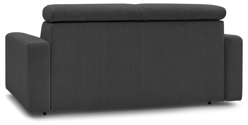 Canapea gri închis extensibilă cu tapițerie din catifea reiată 195 cm Monaco – Bobochic Paris