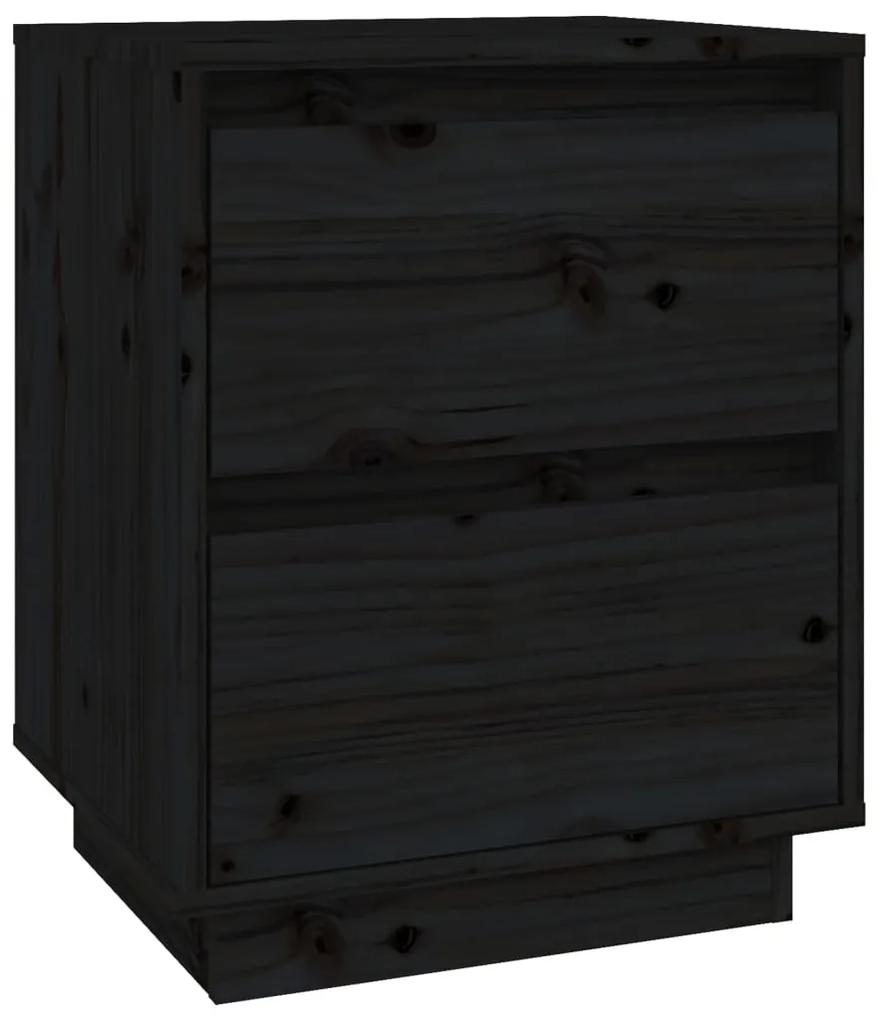 813323 vidaXL Noptieră, negru, 40x35x50 cm, lemn masiv de pin
