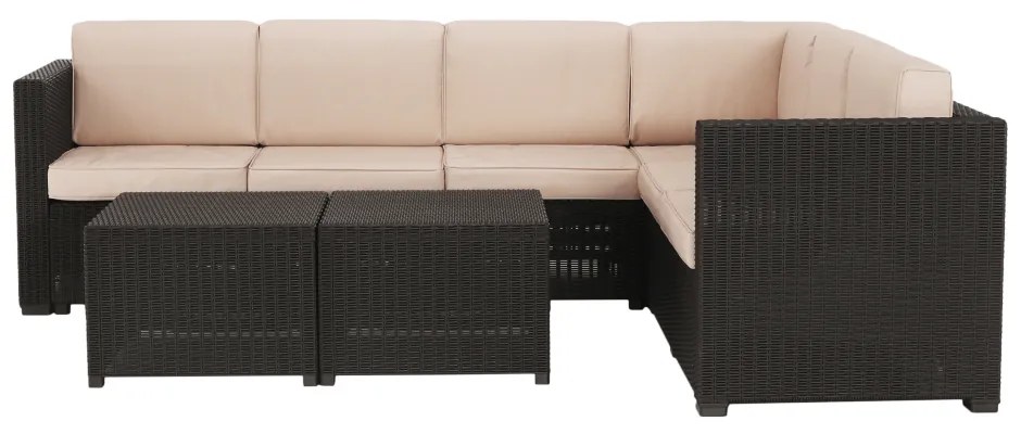 Set de gradina din rattan, 3 piese, maro bej, RODEN