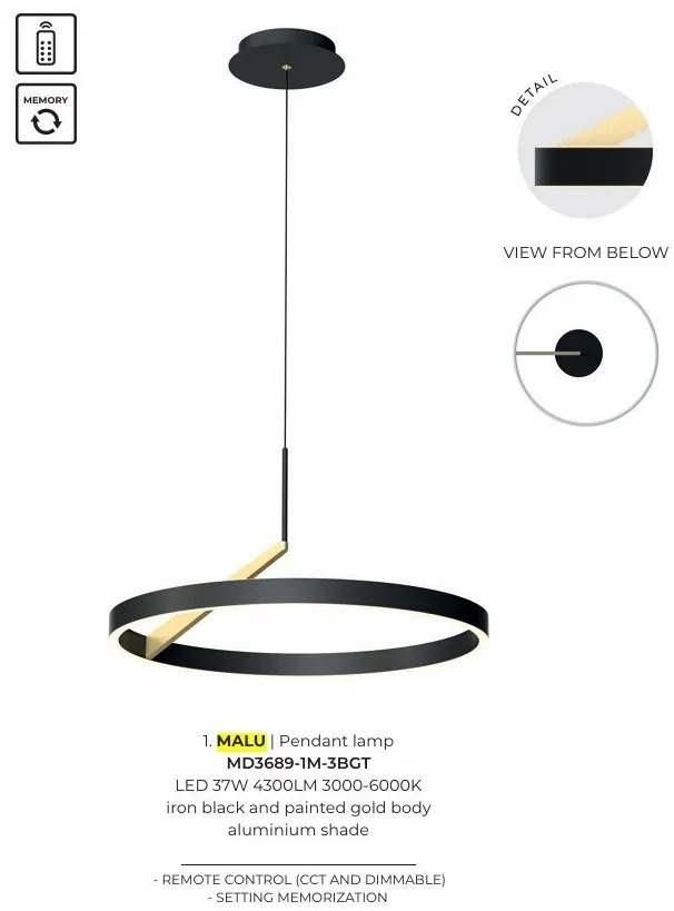 Lustra LED cu telecomanda design minimalist MALU