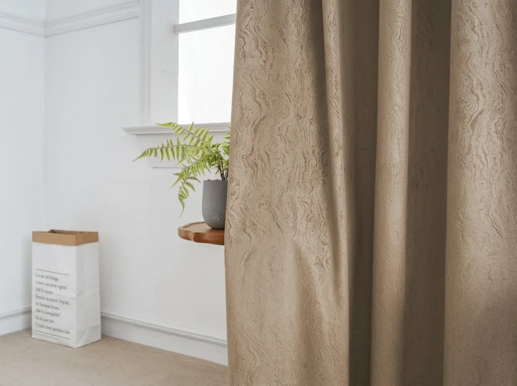 Draperie opaca DUNES VELVET 140x250 cm, bej-maro Agatat: Inele metalice