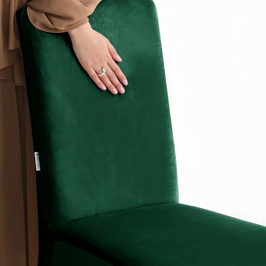 Restilo Husă pentru scaun Sento verde închis, 48 x48 x 58 + 10 cm, set de 6 bucăți