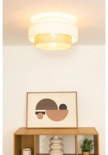 Plafonieră BOHO, 1 x E27, 60 W, 230 V, Ø 40 cm, alb/jută