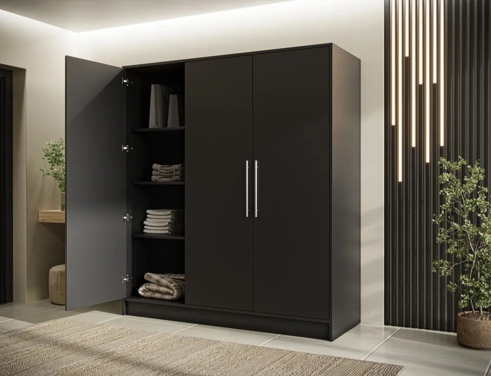 Dulap cu 3 usi Alarica 180x60x200 cm Alarica – Negru
