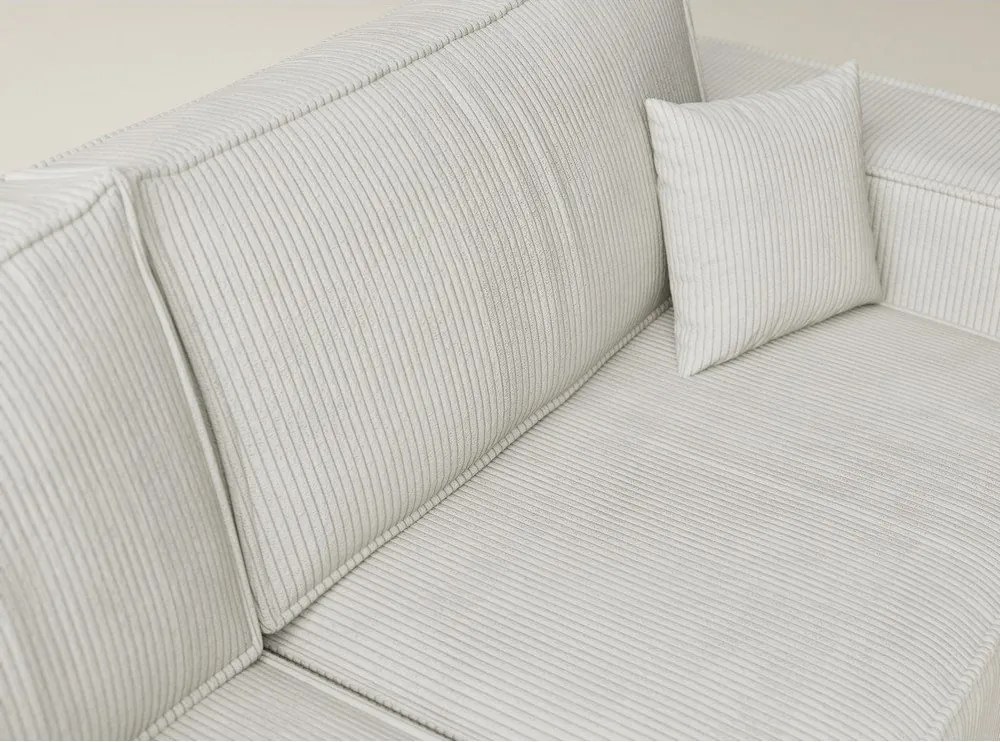 Colțar crem extensibil/cu spațiu de depozitare cu tapițerie din catifea reiată (cu colț pe partea stângă/în formă de ”L”) Tonga – Maison de Rêve