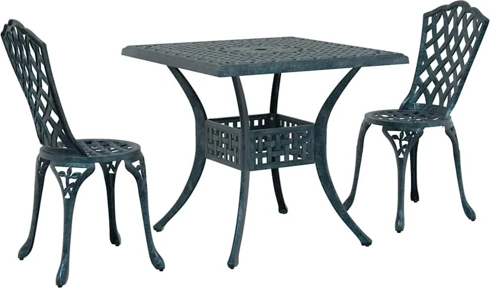 vidaXL Set masă de grădină 3 pcs Verde Aluminiu turnat