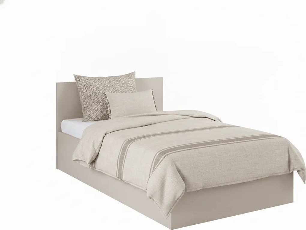 Pat SOFIA 90 x 200 cm, casmir bej Saltele: Cu saltele Coco Maxi 20 cm, Somiera pat: Cu lamele drepte