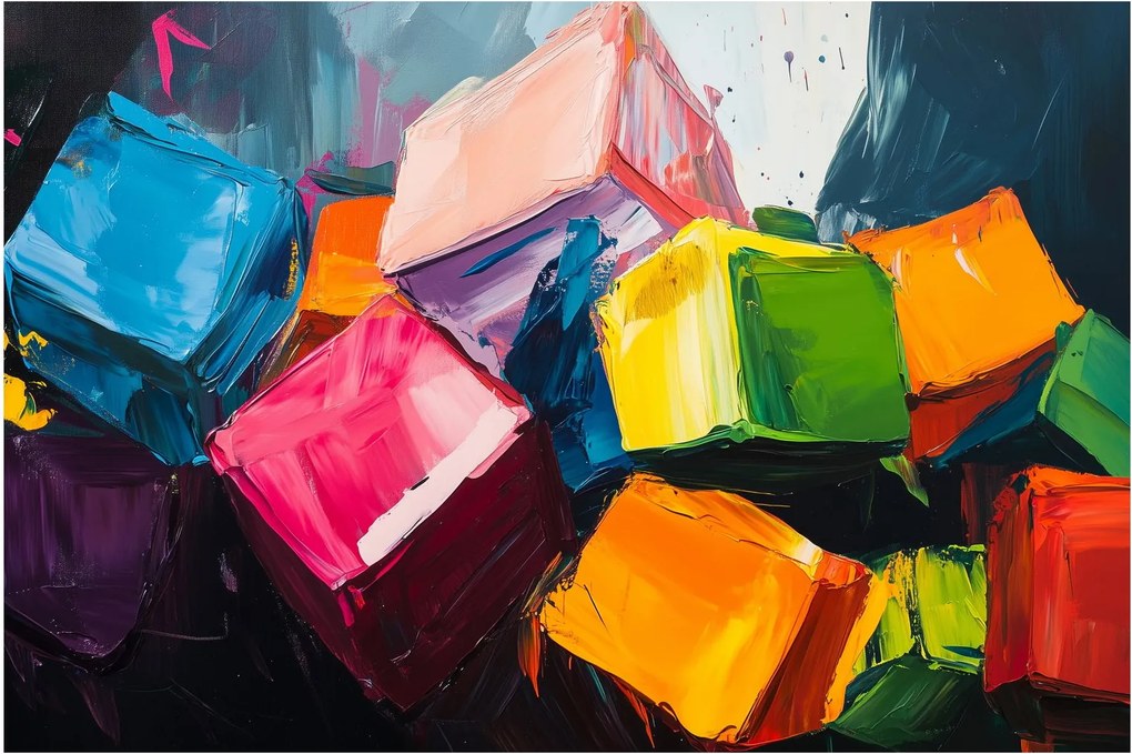 Tablou - Cuburi colorate (90x60 cm)