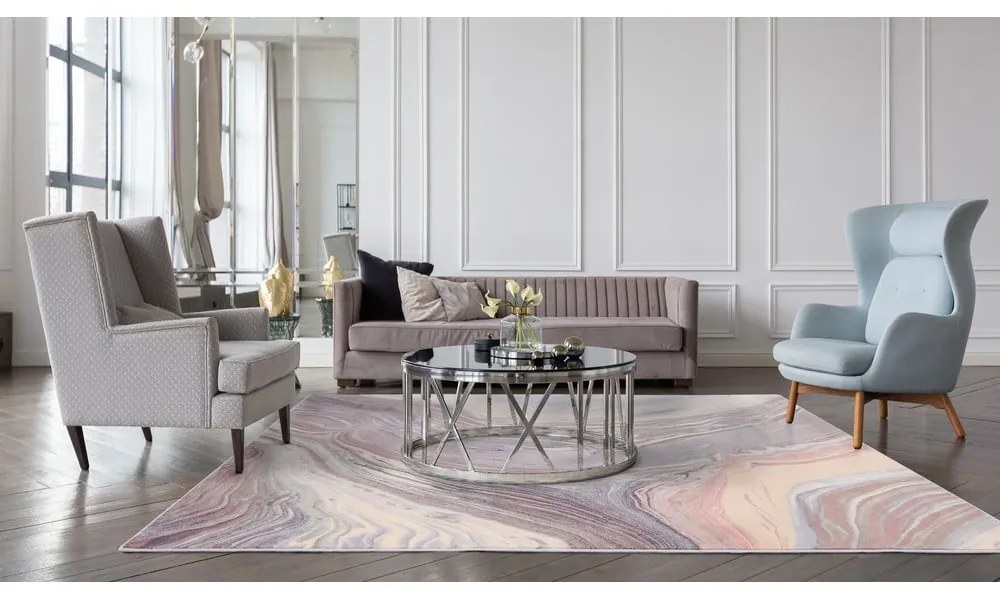 Covor gri din lână 133x180 cm Agate – Agnella