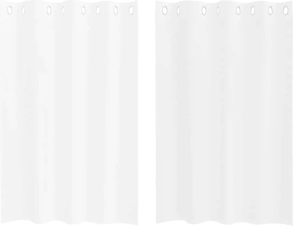 vidaXL Cortină din Voile cu perdele 2 pcs Alb 140 x 140 cm Poliester