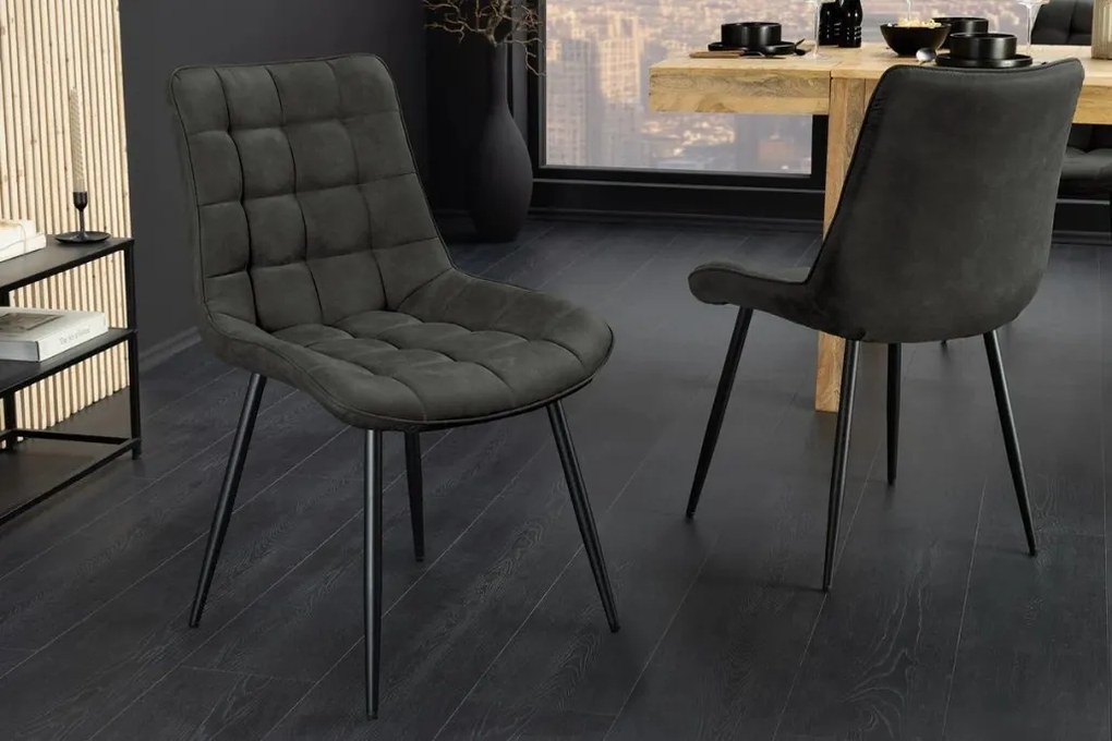 Set de 4 scaune ROADSTAR microfibra gri inchis