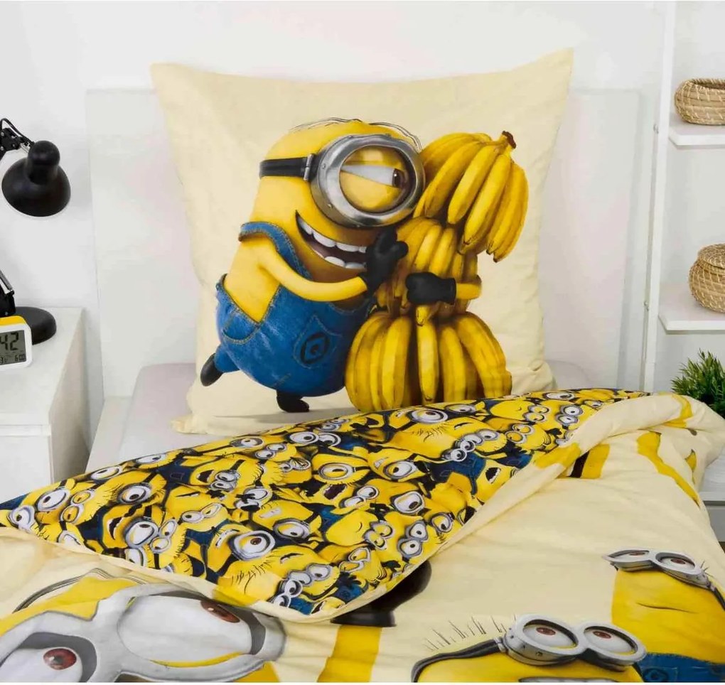 Lenjerie de pat din bumbac Herding Minionii, 135 x 200 cm, 80 x 80 cm