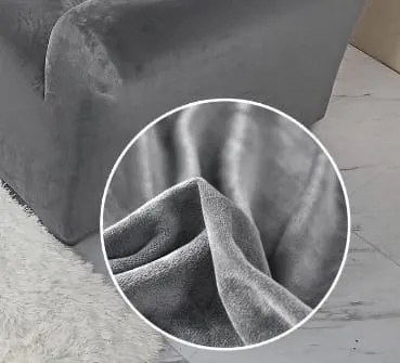 Husa elastica si catifelata pentru canapea 4 locuri + fata perna, culoare Bej