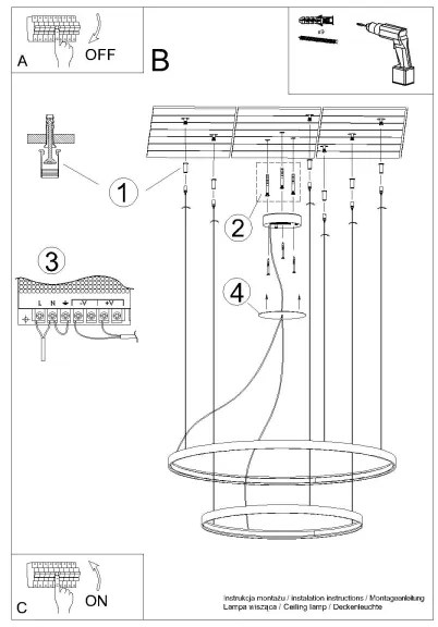 Thoro TH.268 - Lustr LED pe cablu RIO LED/80W/230V CRI95 4000K auriu