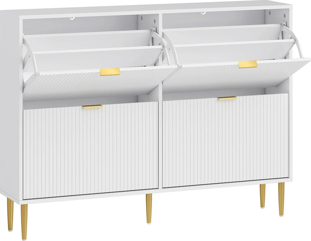 HOMCOM Dulap de pantofi pentru 20 de perechi de pantofi cu 4 sertare rabatabile Alb | Aosom Romania