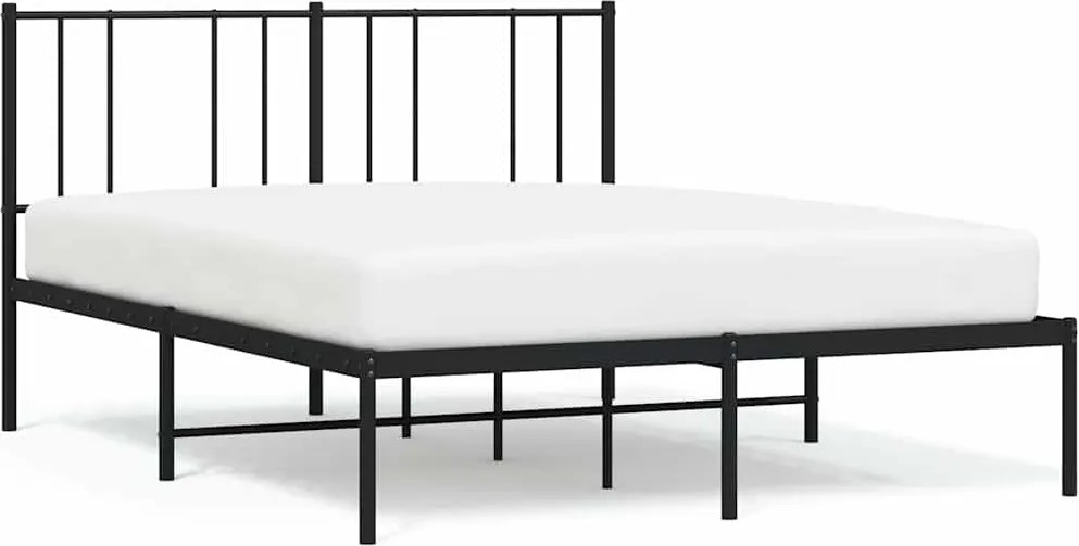 vidaXL Cadru de pat metalic cu tăblie, negru, 150x200 cm