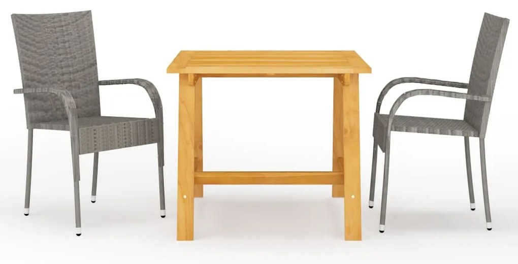 vidaXL Set mobilier de grădină, 3 piese, gri