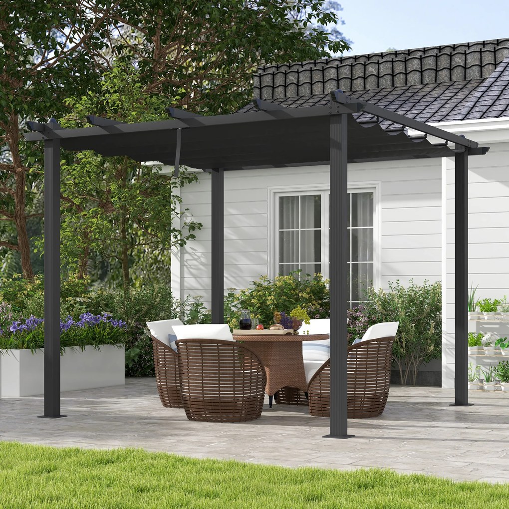 Outsunny Pergola cu Acoperis Retractabil de 3 x 3 (m) | Aosom Romania