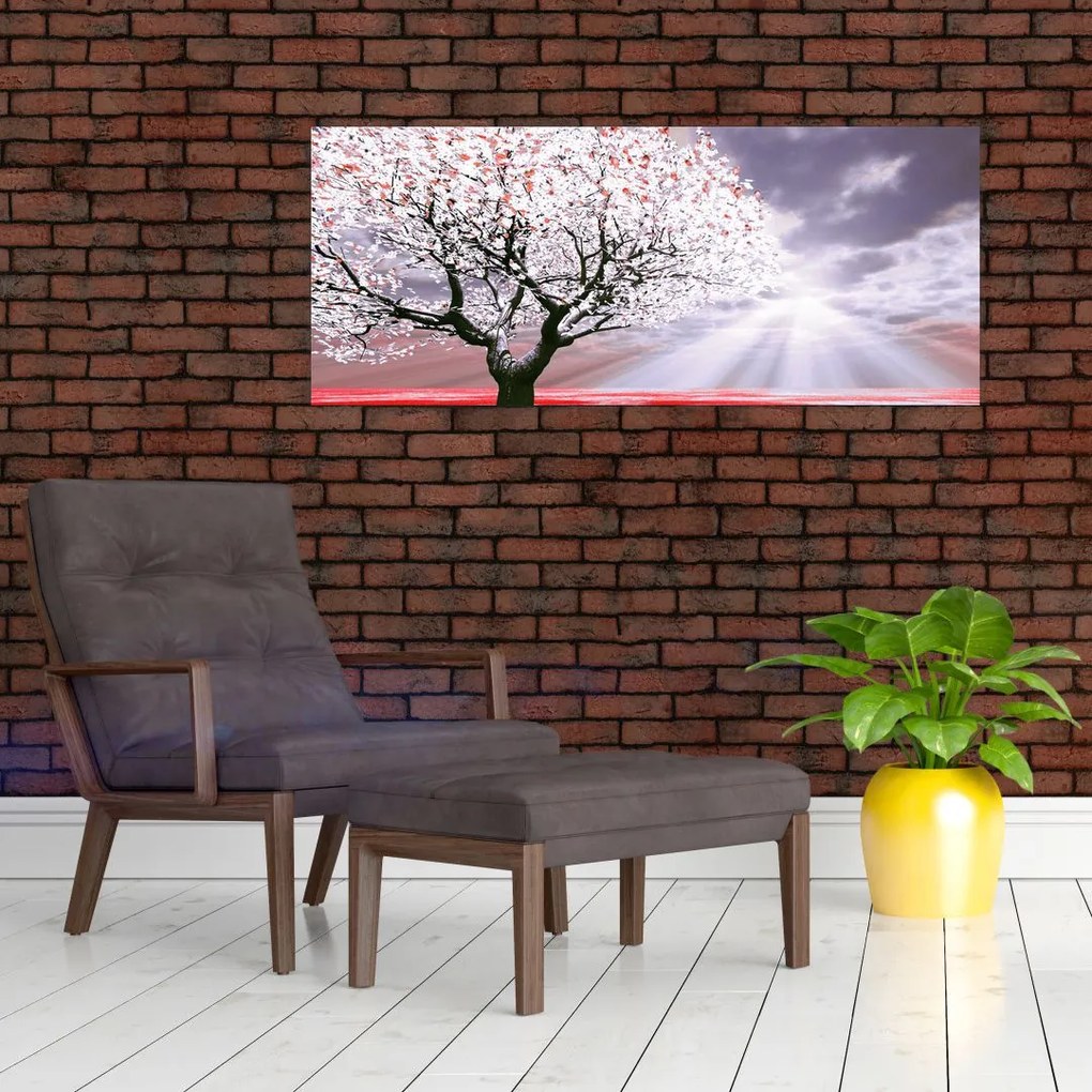 Tablou cu pomul roșu (120x50 cm)