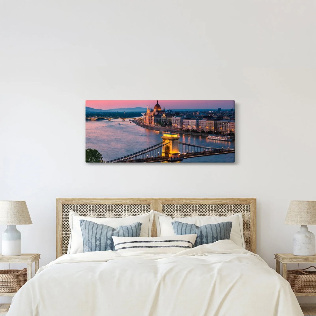 Tablou - Panorama orașului Budapesta, Ungaria (120x50 cm)