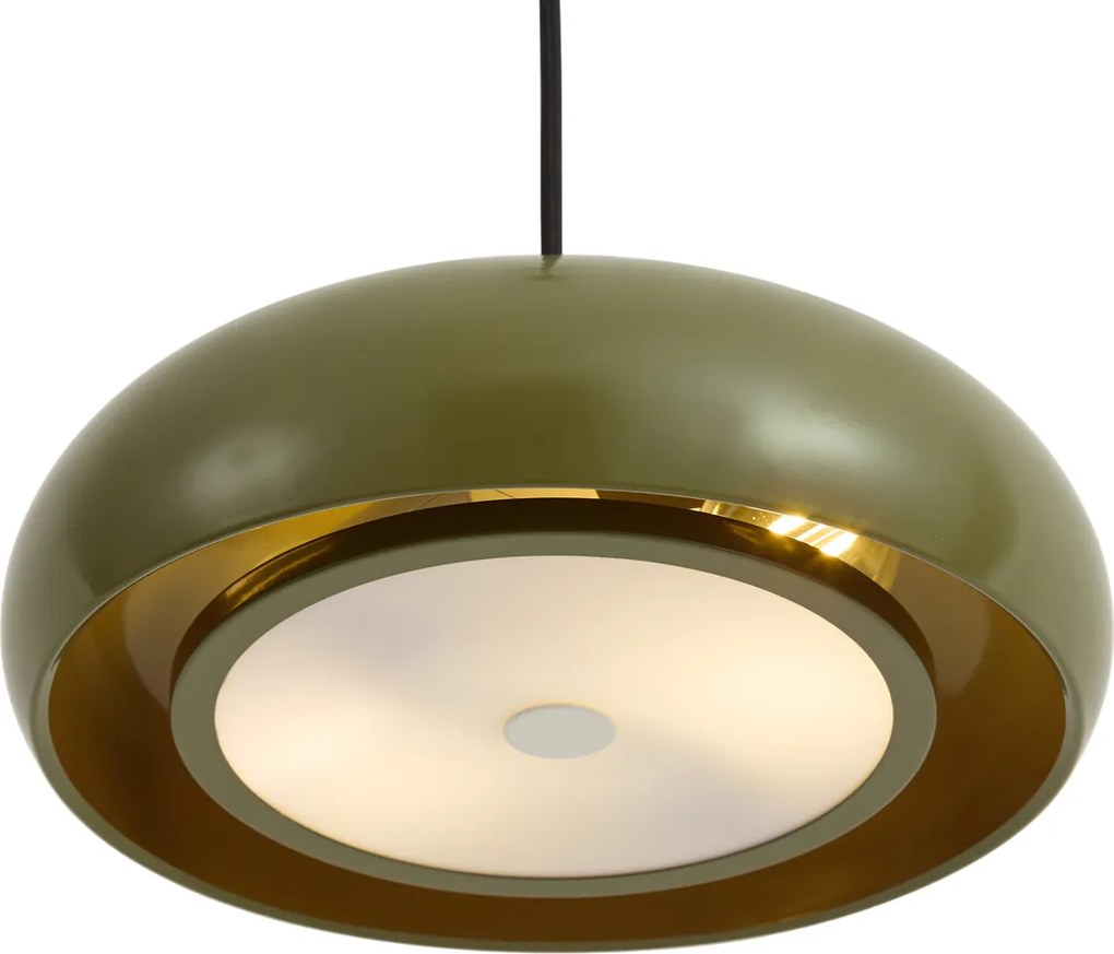 Lampă suspendată retro verde cu abajur metalic cu 2 lumini - Macaron