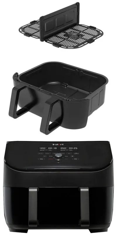 Friteuza cu aer cald Instant Pot Vortex Plus Versazone 140115101, 1700W, 8.5L, 2 zone de gatit independente, 35-205°C, 6 programe, Negru