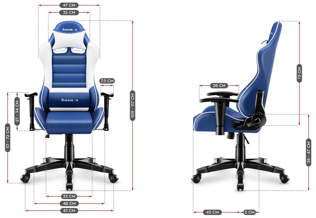 Scaun gaming pentru copii Rover 6 (alb + albastru). 1087544
