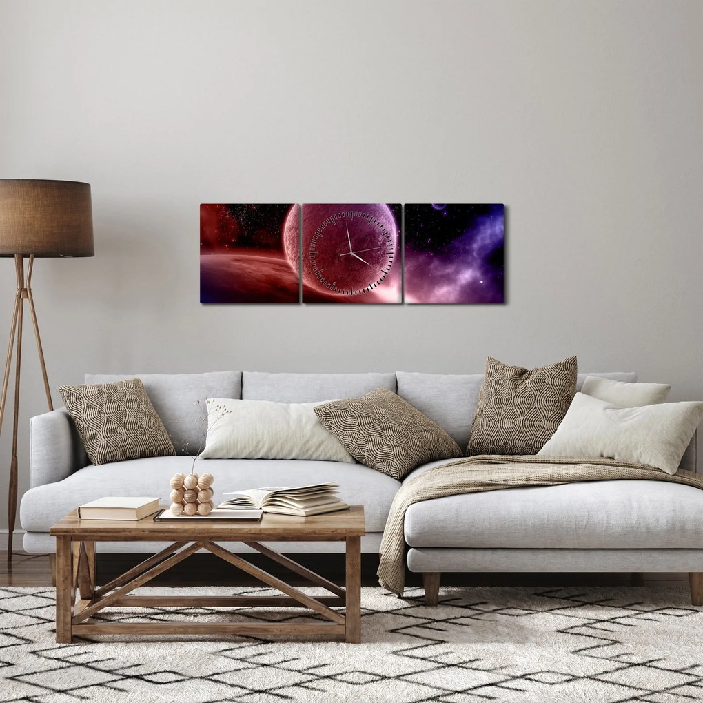 Tablou - Planetă (cu ceas) (90x30 cm)