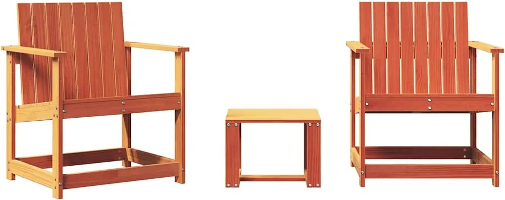 vidaXL Set mobilier grădină, 3 piese, maro ceruit, lemn masiv pin