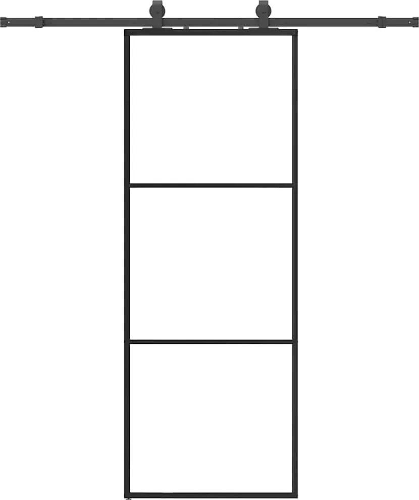 vidaXL Ușă glisantă cu set de feronerie neagră 76x205 cm Sticlă ESG