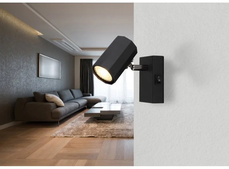 Aplica cu Spot directionabil metal negru JAMES