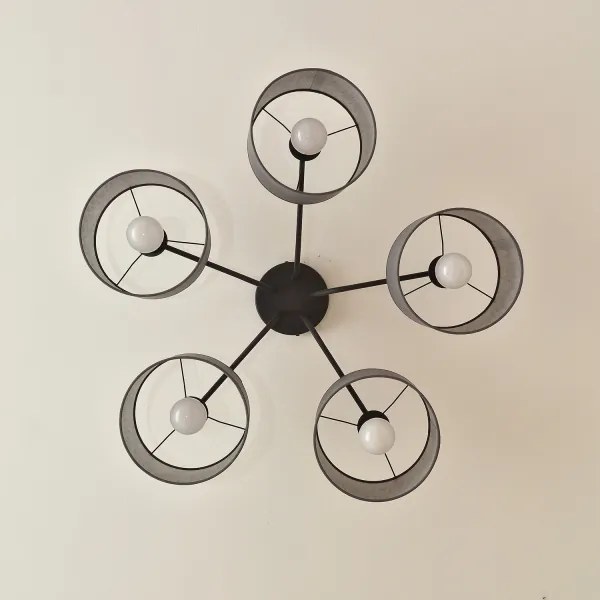 Lustră aplicată ALBA, 5x E27, 15W, 230V, gri