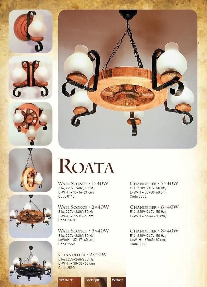 Candelabru rustic fabricat manual din lemn Roata 6L
