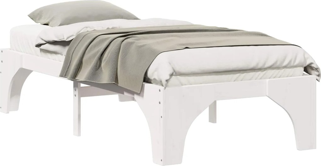 vidaXL Cadru de pat Alb 100 x 200 cm Lemn de pin masiv