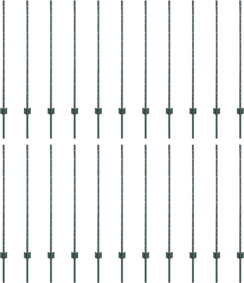 vidaXL Stâlp de gard. 22 pcs Verde 160 cm Oțel