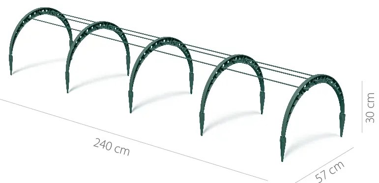 Tunel de folie de grădină FlOO TUNNELS 240 cm, verde