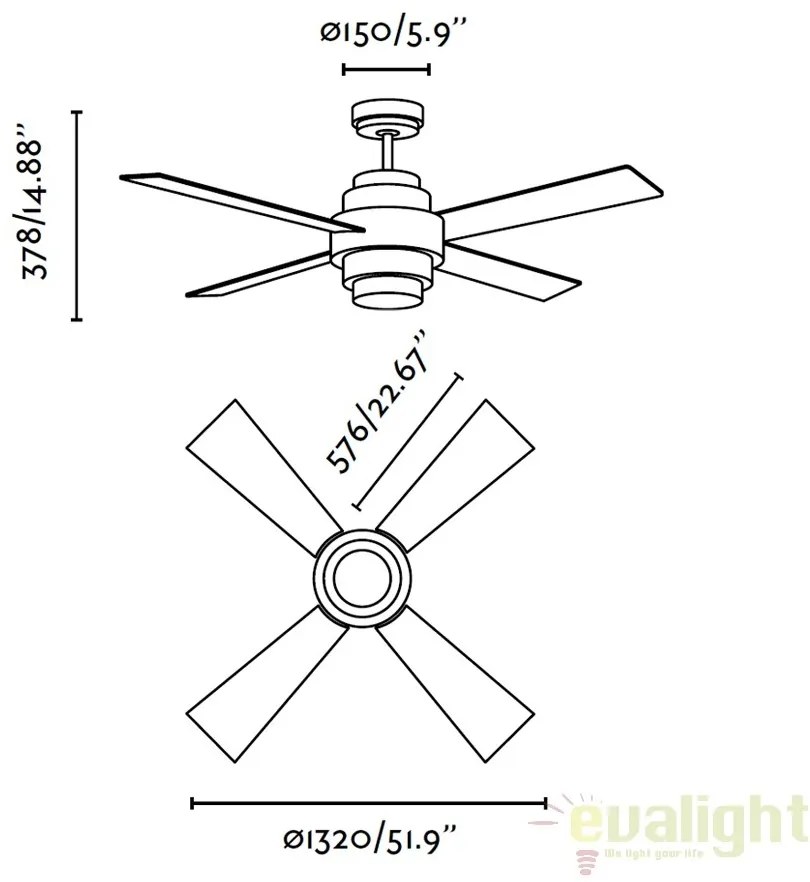 Lustra cu ventilator si telecomanda LED DISC 33397
