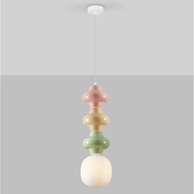 Pendul ceramic design modern CHIC roz/ verde/ galben