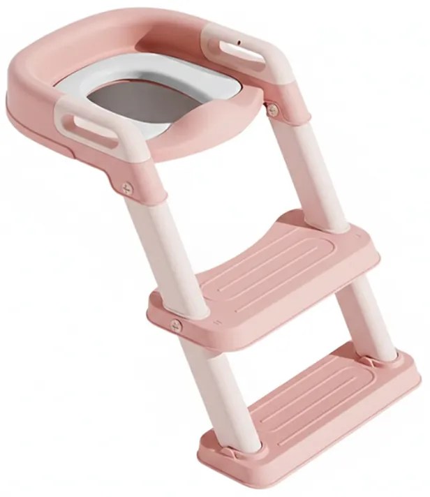 Reductor toaleta cu scarita si colac moale Kidizi PottyStep Roz, model pliabil, colac moale din PVC