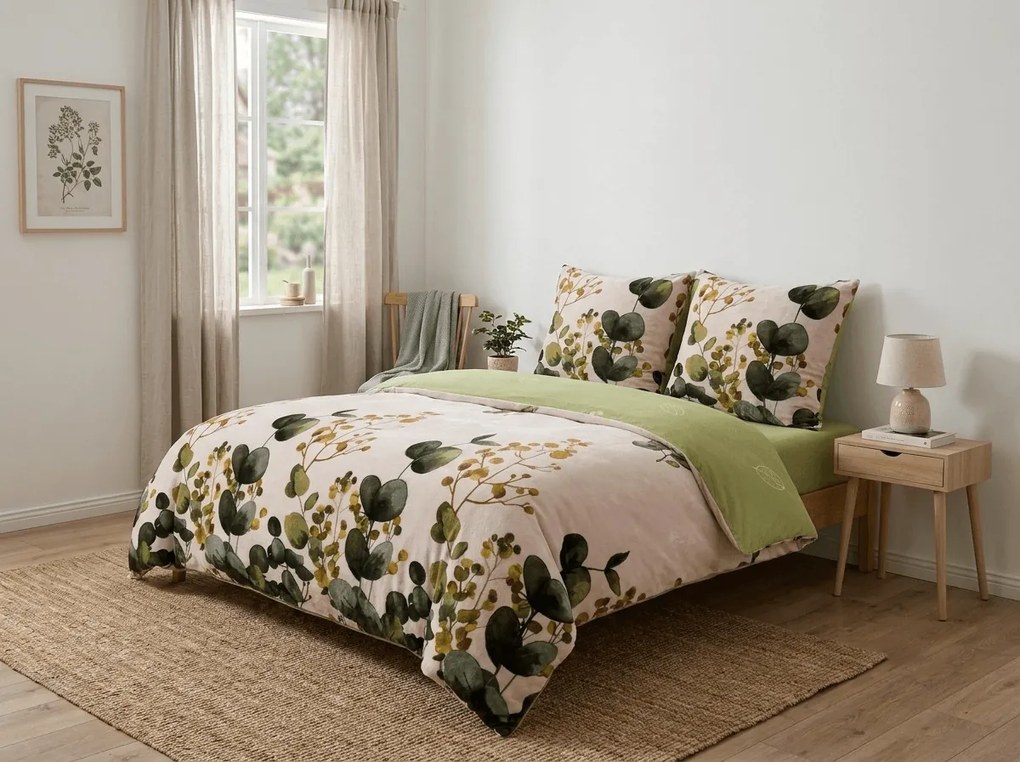 Lenjerie cocolino DUO SENSE EUCALIA colorat microplus/flanel Dimensiune lenjerie de pat: 70 x 90 cm | 140 x 220 cm