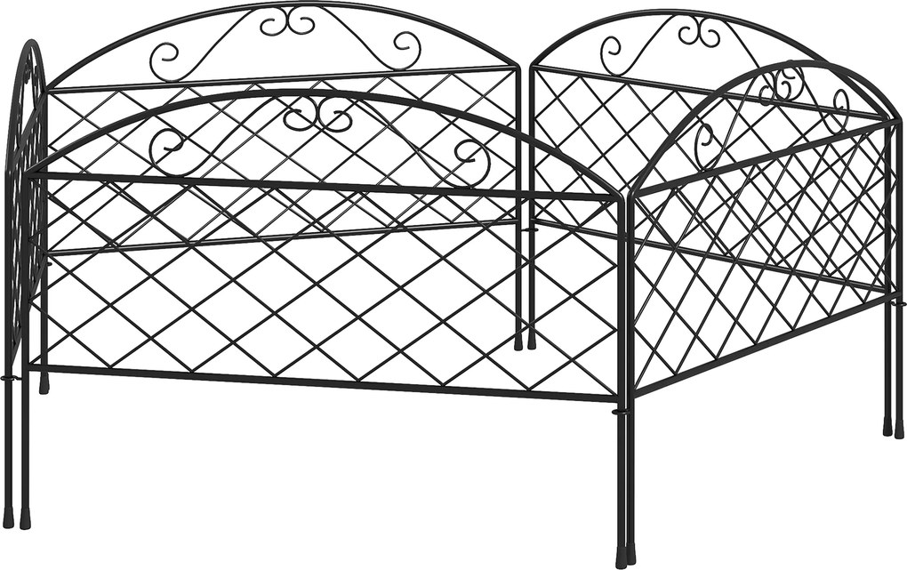 Outsunny Lot de 5 panouri de gard de grădină decorative din metal, bordură de grădină, pat de flori - dim. 305 x 43 cm | Aosom Romania