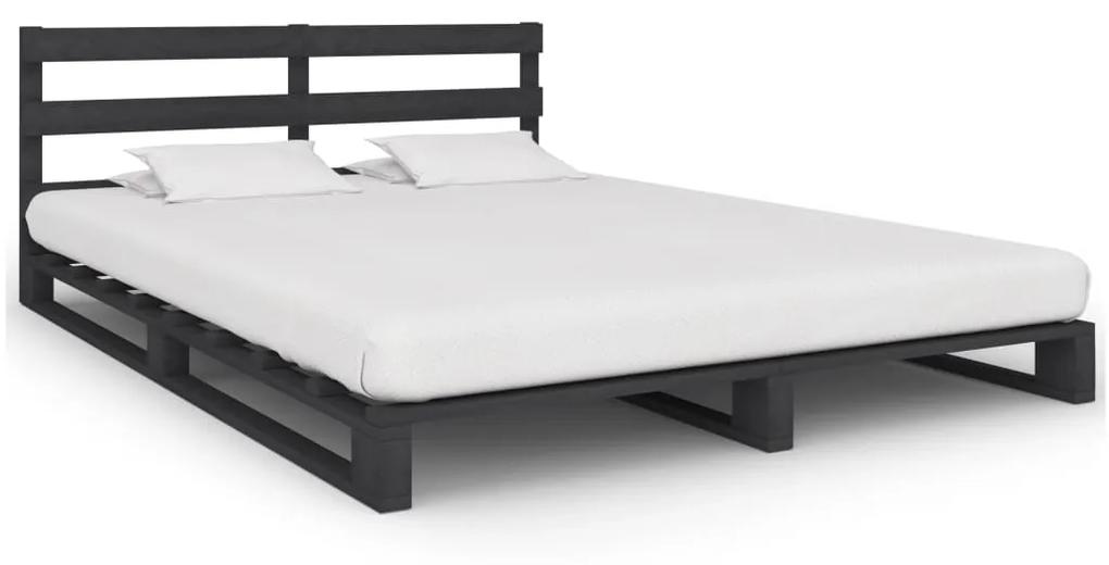 285258 vidaXL Cadru de pat din paleți, gri, 140 x 200 cm, lemn masiv de pin