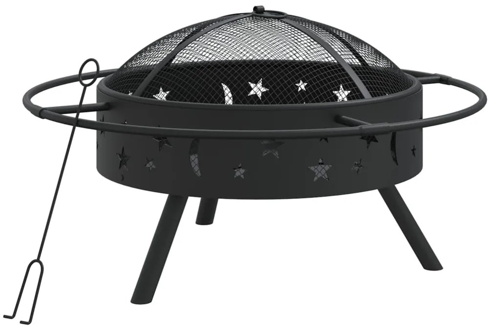 360064 vidaXL Vatră de foc cu vătrai, 70 cm, oțel, XXL