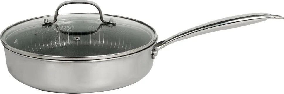 Tigaie inalta Zilan ZLN9679 cu capac tri-ply, inox, antiaderent, protectie la zgarieturi, usor de spalat, 26 cm ,3.2L