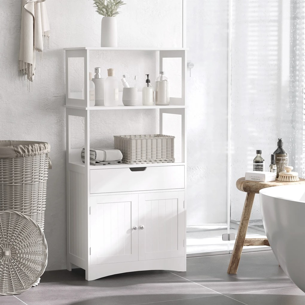 kleankin Dulap multifunctional cu rafturi, MDF, 60x33x122.5 cm, Alb | Aosom Romania