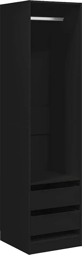 vidaXL Șifonier cu sertare, negru, 50x50x200 cm, lemn prelucrat