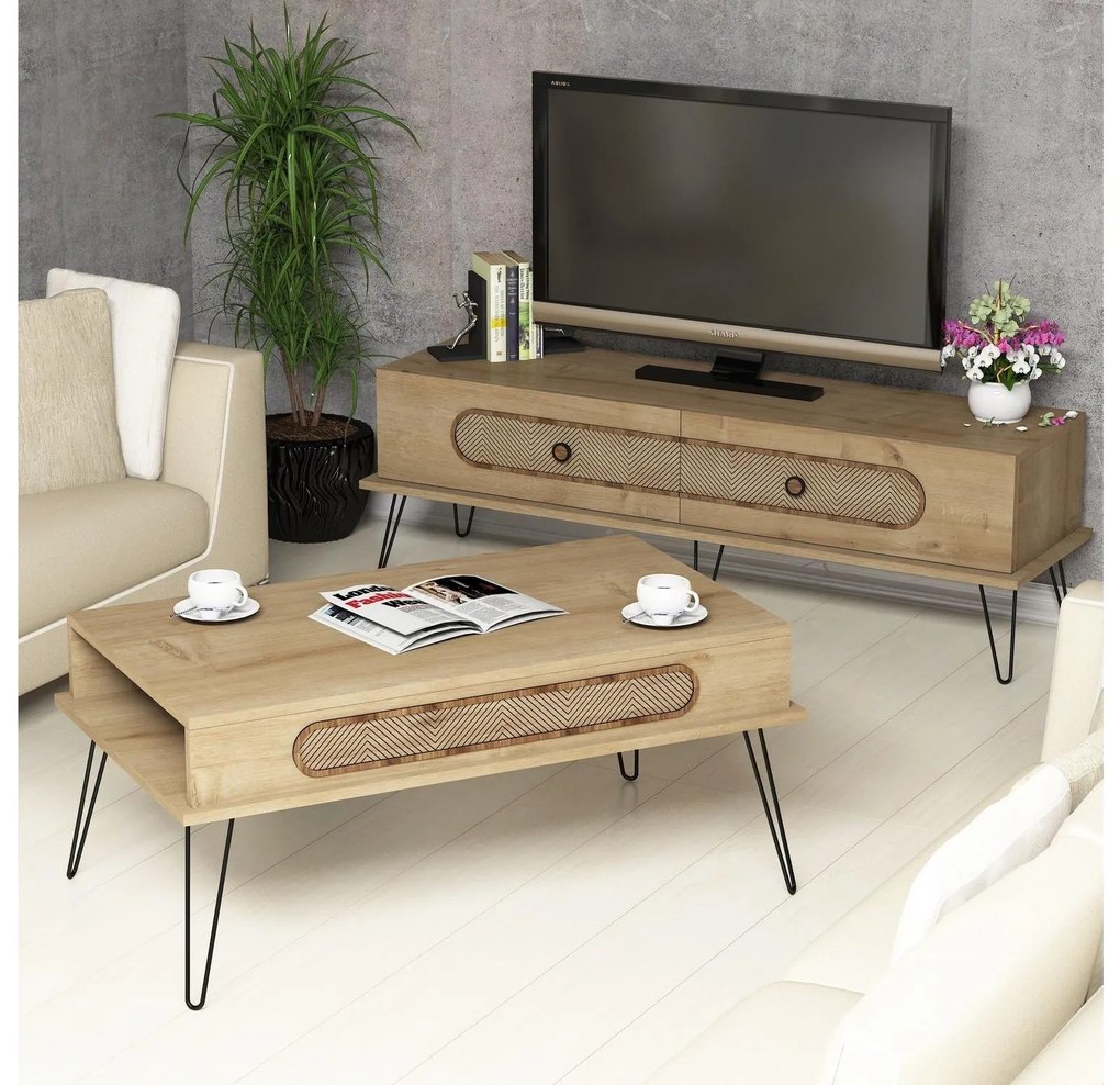 Set mobilier pentru living Biladi 2 (stejar) . 1094088