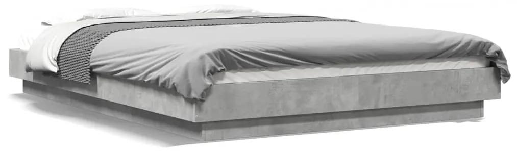 3281192 vidaXL Cadru de pat, gri beton, 140x200 cm, lemn prelucrat