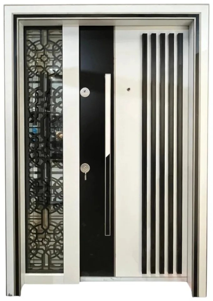 Usa metalica dubla de exterior cu izolatie si vizor Novo Doors NDS1000, Din compozit, 2 yale, Kit complet, Pentru case (Sens deschidere: Dreapta,