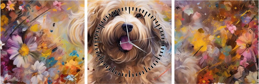 Tablou - Happy Dog II. (cu ceas) (90x30 cm)
